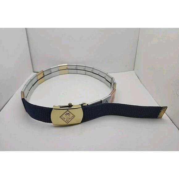 BSA Cub Scout Belt w/ Brass Buckle & 19 Merit Badges Adventure Loop Slides 31 in - Picture 1 of 8